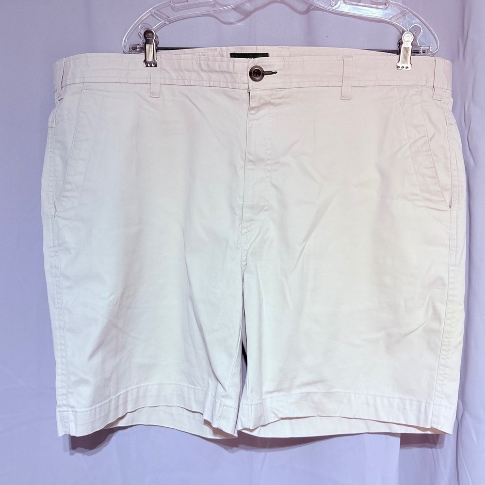 Orvis Mens Chino Shorts Off White Flat Front Cotton Blend Size 42 Casual Outdoor